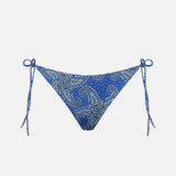 Slip mare donna blu con fantasia paisley