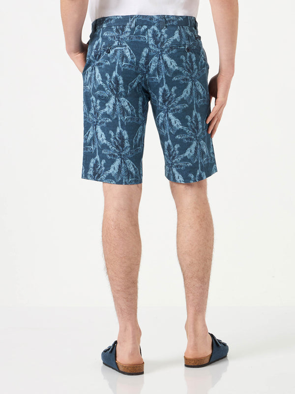 Man cotton bermuda with palm print