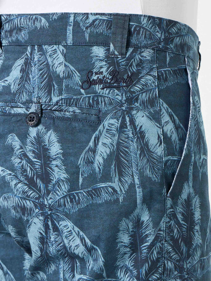 Man cotton bermuda with palm print