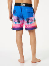 Costume da bagno da uomo surf comfort ed stretch con stampa palme