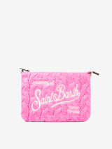 Parisienne cross-body pouch bag with pink braided pattern