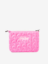 Parisienne cross-body pouch bag with pink braided pattern