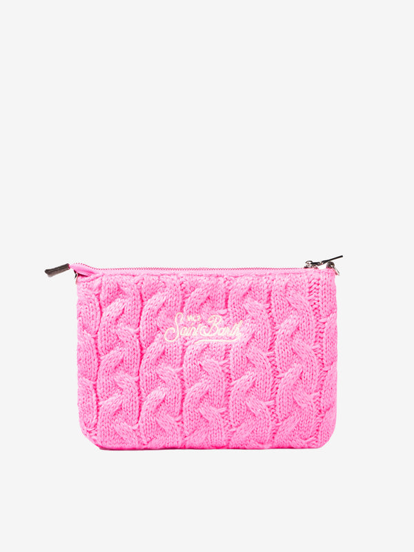 Pouch a tracolla Parisienne con motivo intrecciato rosa