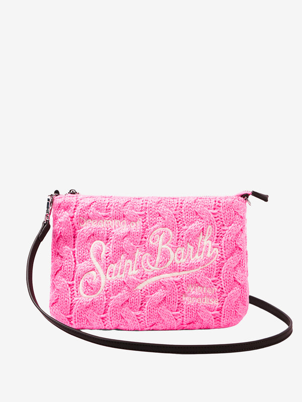 Parisienne Umhängetasche Clutch mit rosa Flechtmuster