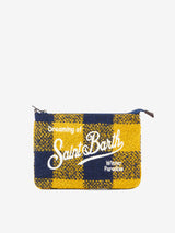 Parisienne wooly cross-body pouch bag with yellow check pattern