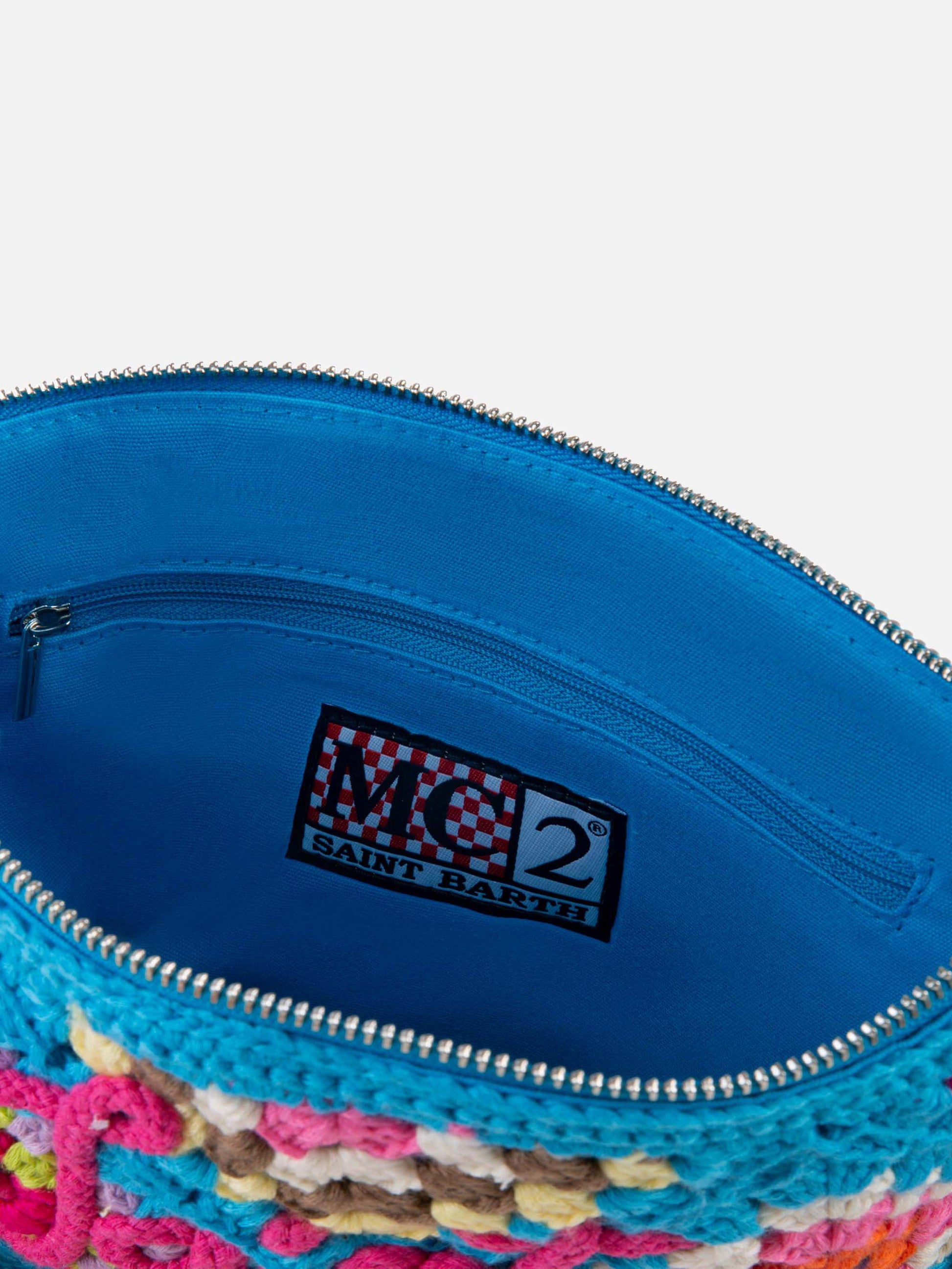 Parisienne light blue crochet pouch bag with Saint Barth embroidery - MC2 Saint Barth