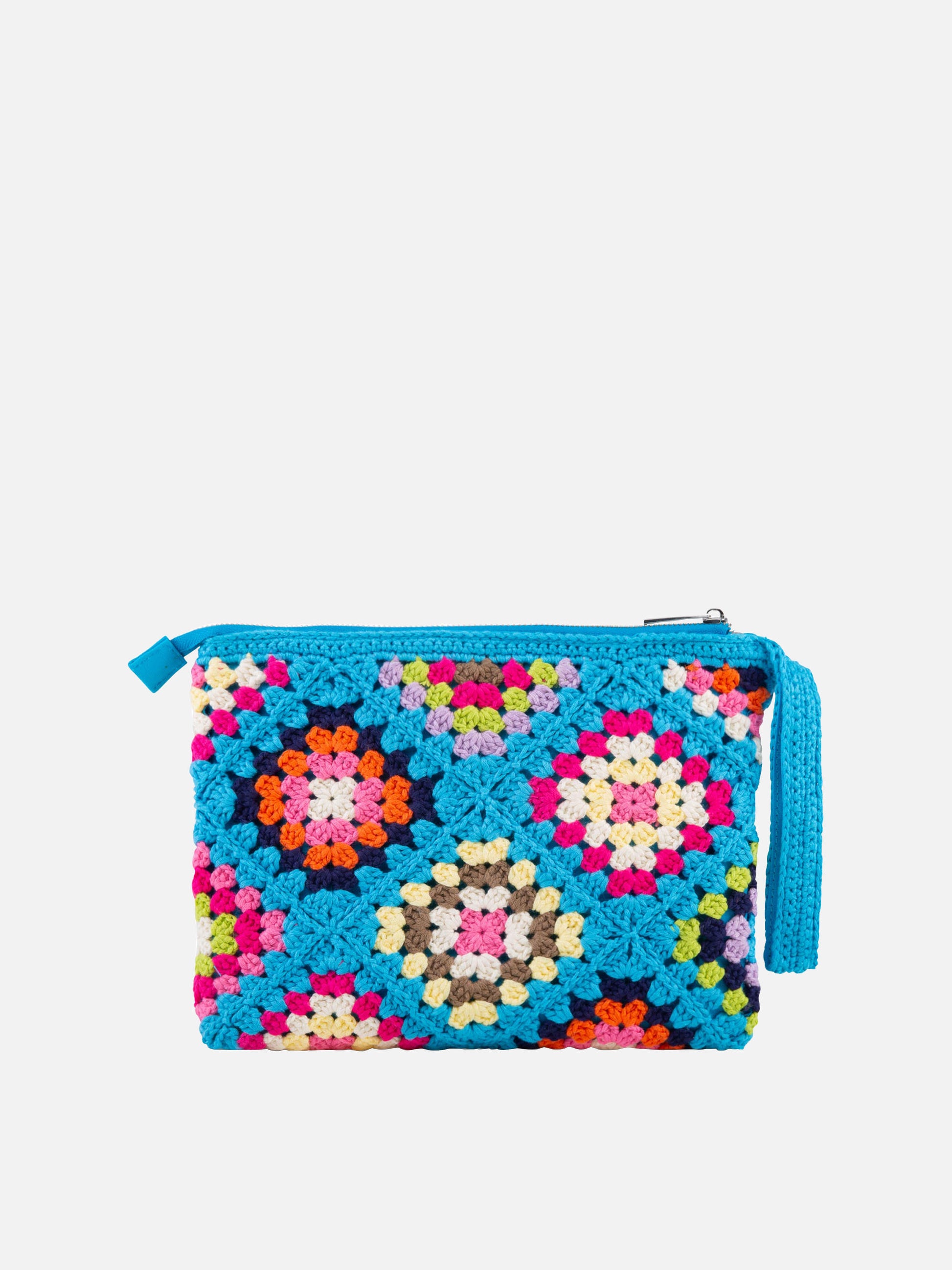 Parisienne light blue crochet pouch bag with Saint Barth embroidery - MC2 Saint Barth
