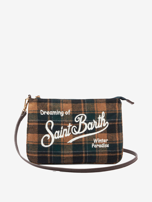 Parisienne cross-body pouch bag with green tartan pattern