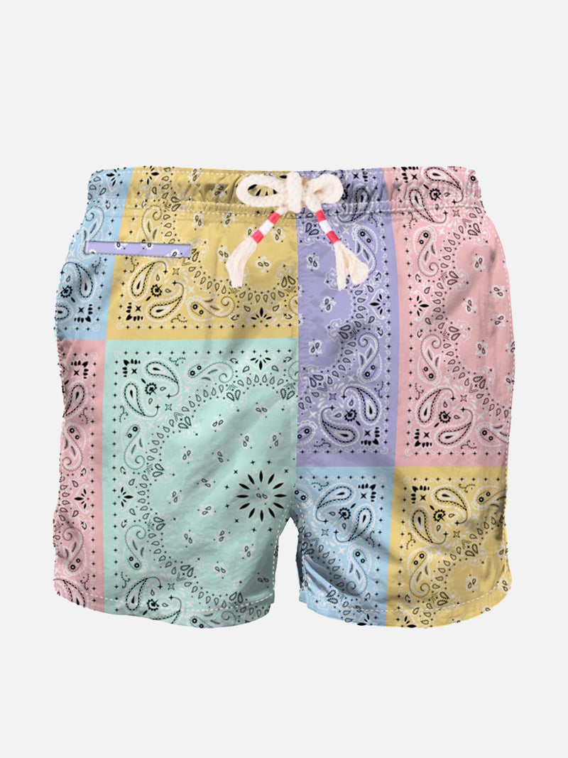 Man bandanna swim shorts