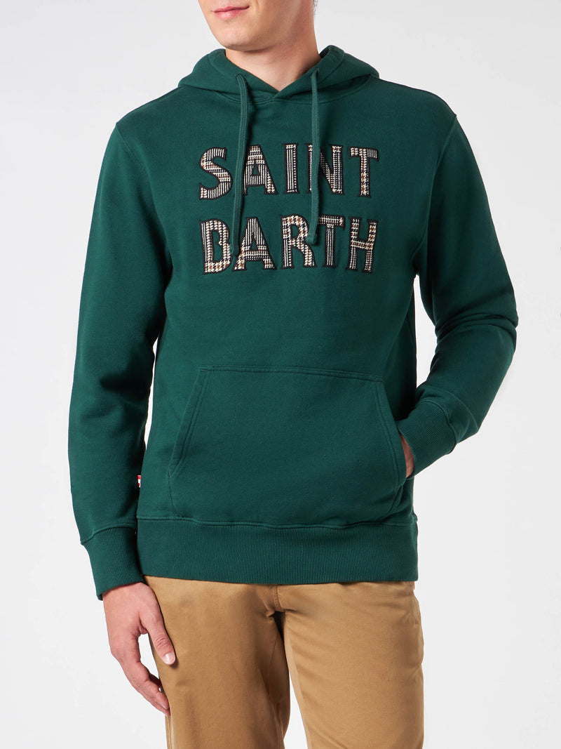 Herren-Kapuzenpullover in Grün mit Saint-Barth-Aufnäher