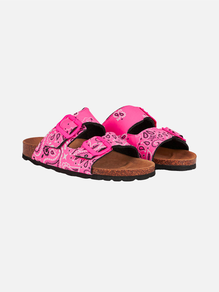 Woman sandals with pink bandanna print - MC2 Saint Barth