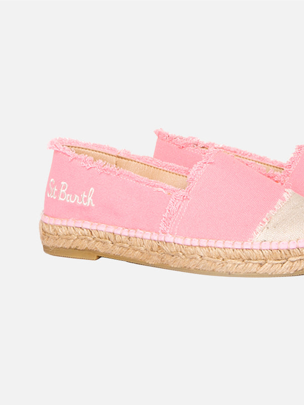 Espadrillas rosa in tela con ricami