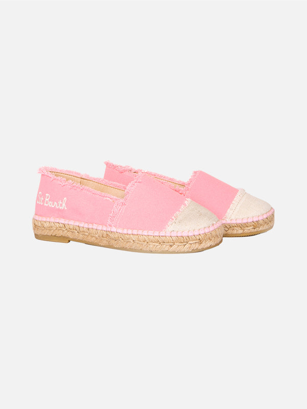 Espadrillas rosa in tela con ricami