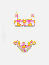 Bikini da bambina rosa vichy e papere