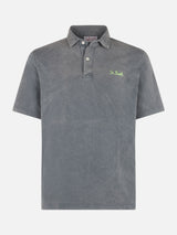 Graues Herren-Poloshirt mit Stickerei