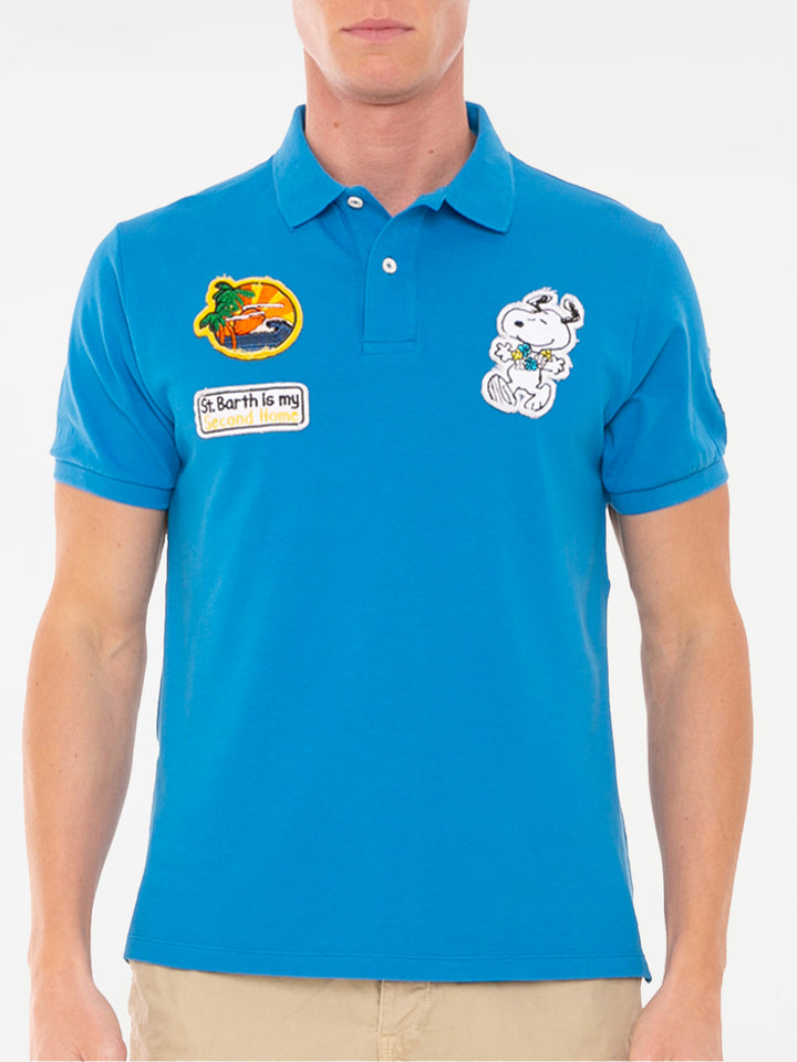 Man stretch piquet polo with Snoopy patch | SNOOPY - PEANUTS™ SPECIAL EDITION - MC2 Saint Barth