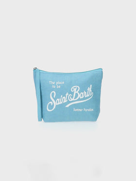 Aline light blue linen pochette