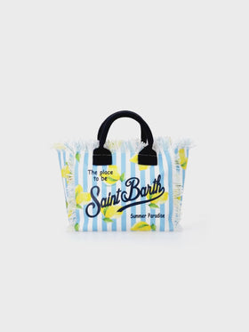 Gestreifte Colette-Handtasche aus Baumwollcanvas