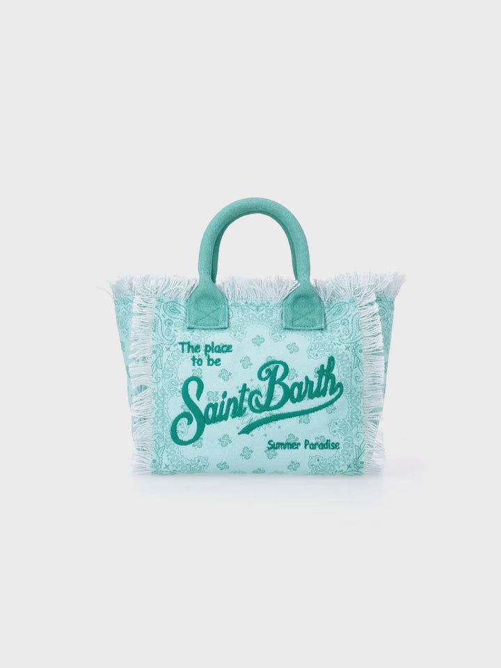 Wassergrüne Colette-Handtasche aus Bandana-Baumwollcanvas