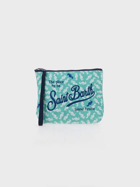 Aline scuba pochette with seahorses print