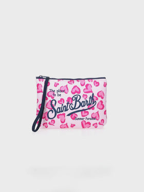 Pochette Aline in scuba con stampa animalier a cuore