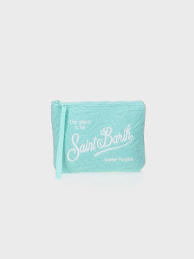 Aline wassergrüne Frottee-Pochette mit Zebraprägung
