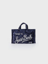 Borsa per telefono in ciniglia blu navy con ricamo del logo Saint Barth