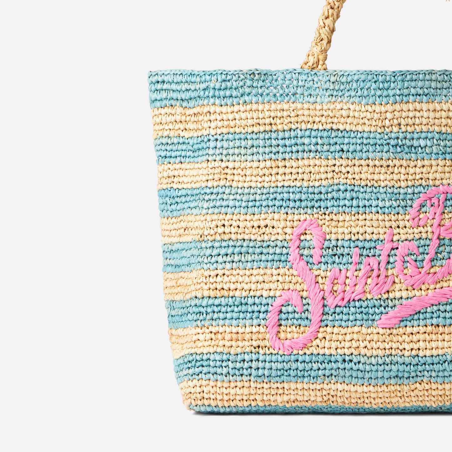 Raffia Ferdie bag with Saint Barth embroidery
