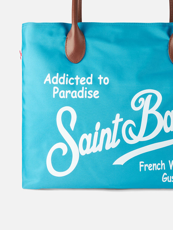 Foldable bag in technic fabric with Saint Barth print