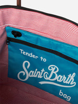 Borsa pieghevole in tessuto tecnico con stampa Saint Barth