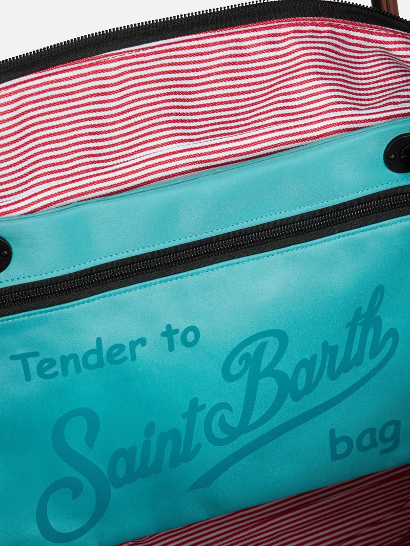 Borsa pieghevole in tessuto tecnico con stampa Saint Barth