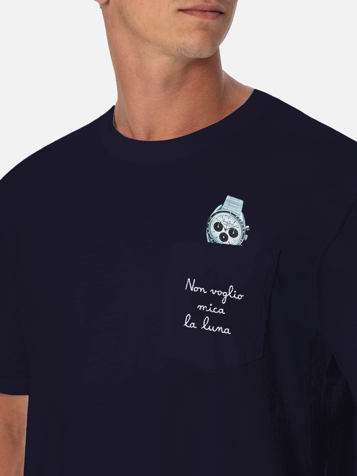 Baumwoll-T-Shirt Austin mit Stickerei und Uhrendruck