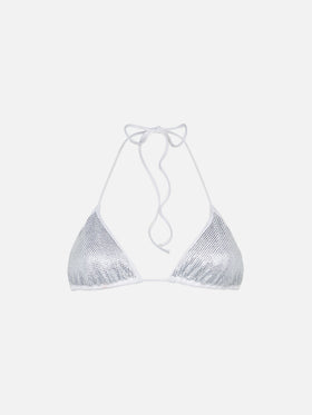 Damen-Triangel-Bikinioberteil mit silbernen Strasssteinen 