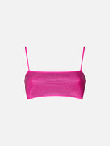 Woman bandeau fuchsia top with rhinestones