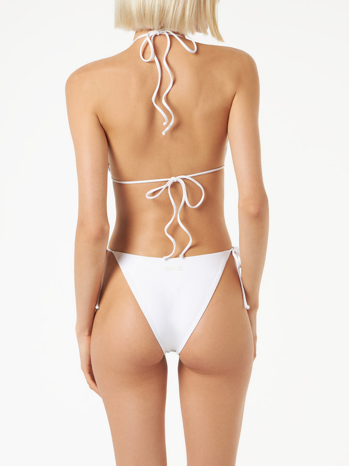 Bikini da donna a triangolo bianco con strass