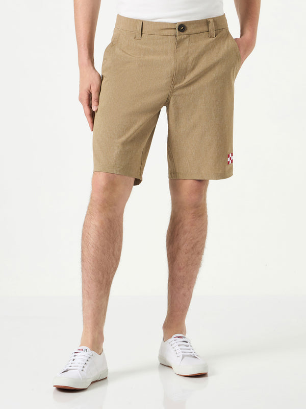 Man beige ripstop fabric bermuda