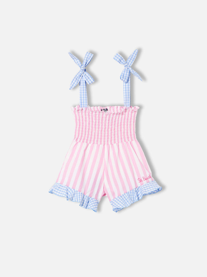 Girl short jumpsuit with striped print - MC2 Saint Barth