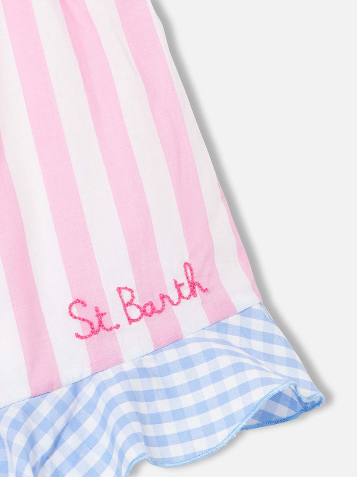 Girl short jumpsuit with striped print - MC2 Saint Barth