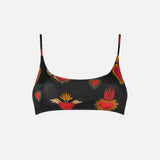 Bralette mit Aufdruck „Heilige Herzen“.