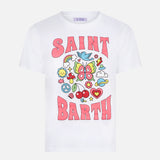 Woman cotton t-shirt with Saint Barth print