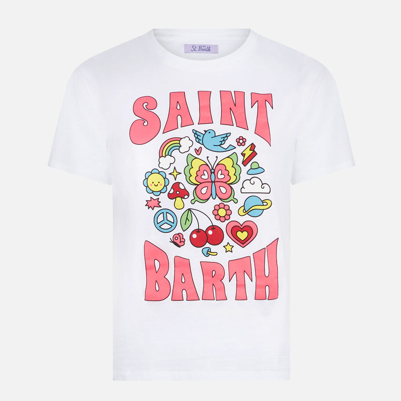 Damen-T-Shirt aus Baumwolle mit Saint-Barth-Aufdruck