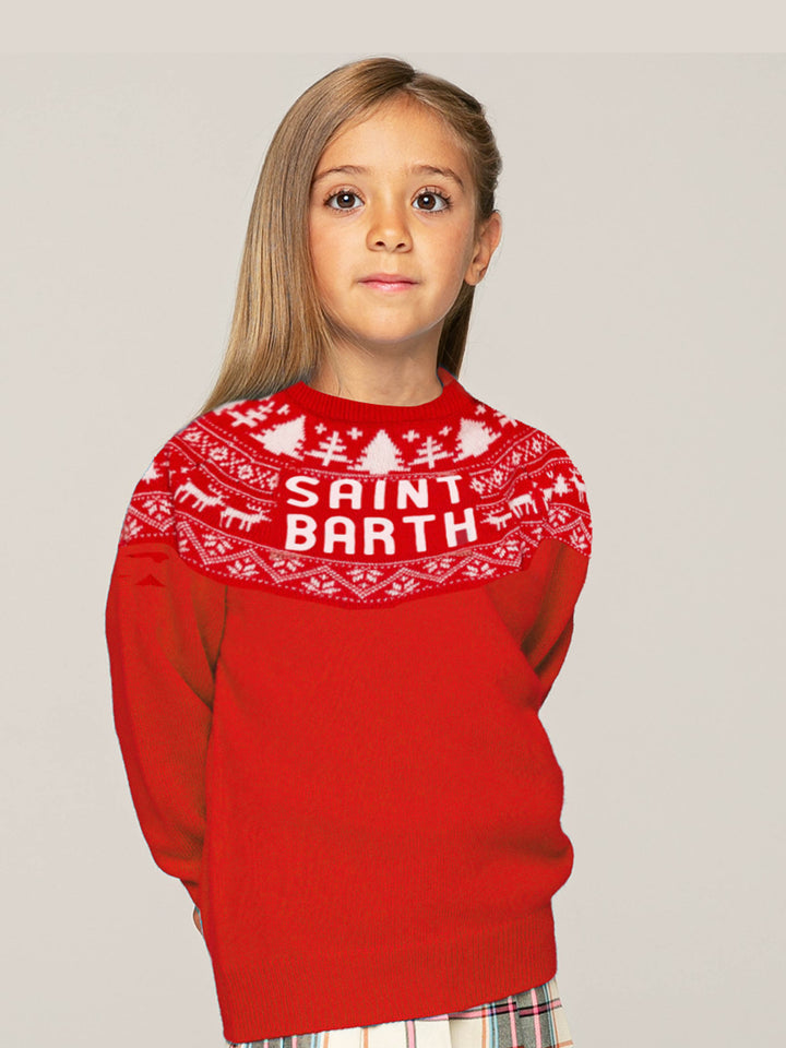Girll sweater with fair isle and Saint Barth jacquard