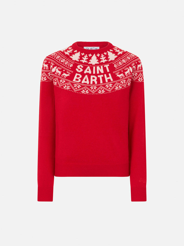 Girll sweater with fair isle and Saint Barth jacquard