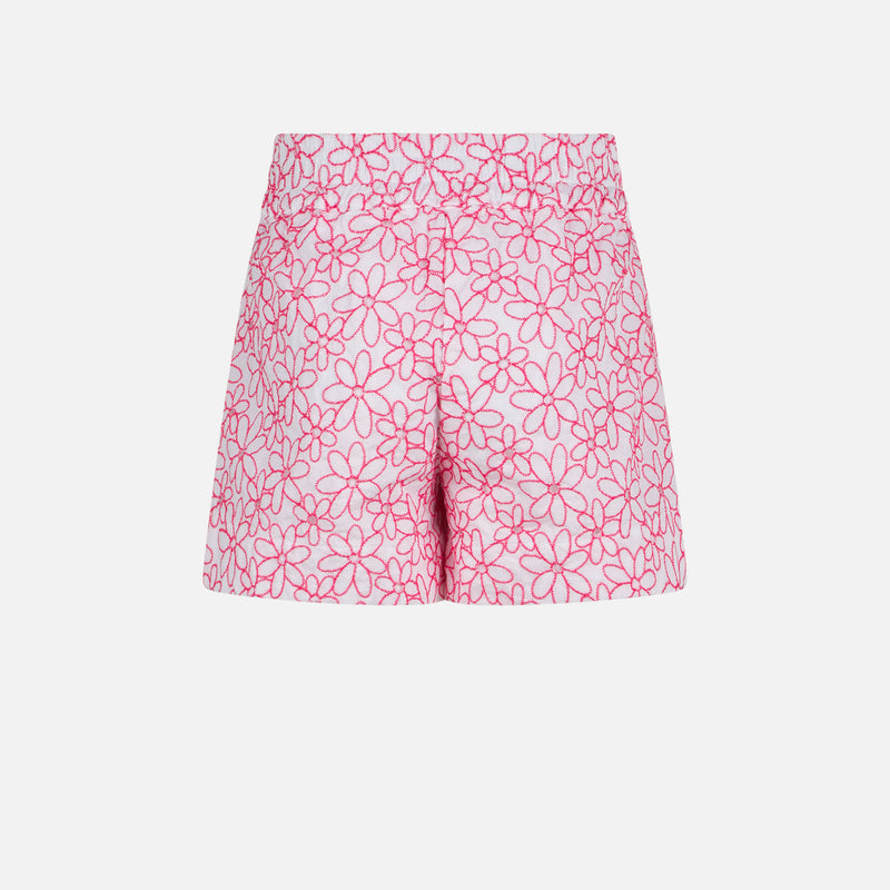 Baumwollshorts für Mädchen mit Gänseblümchen-Stickerei