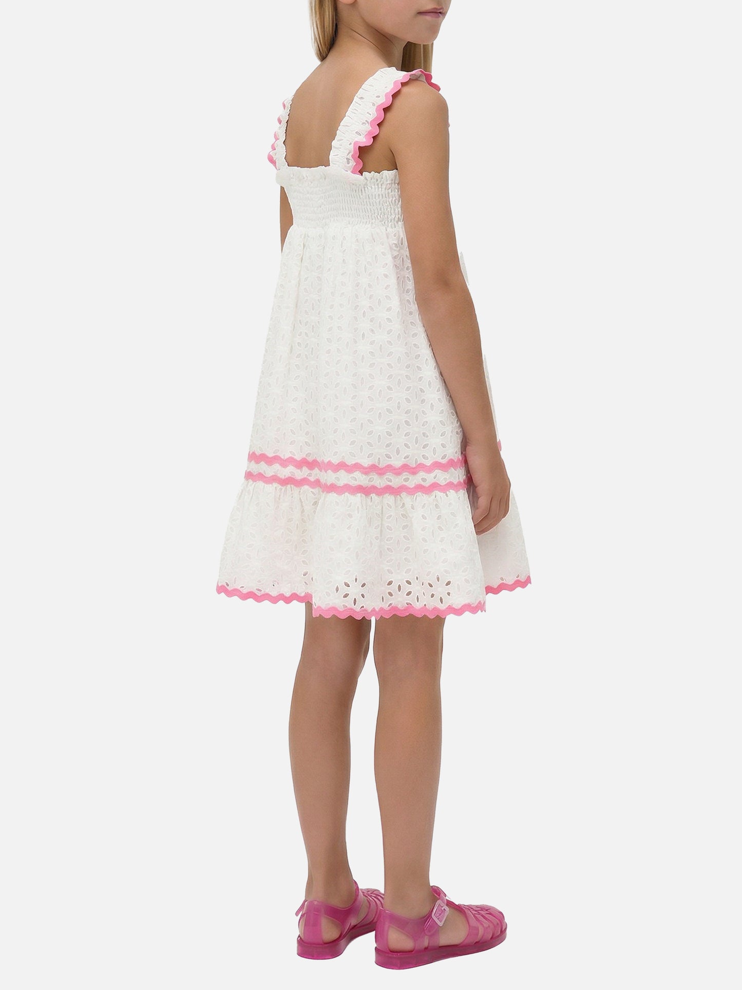 Robe blanche en sangallo pour fille 