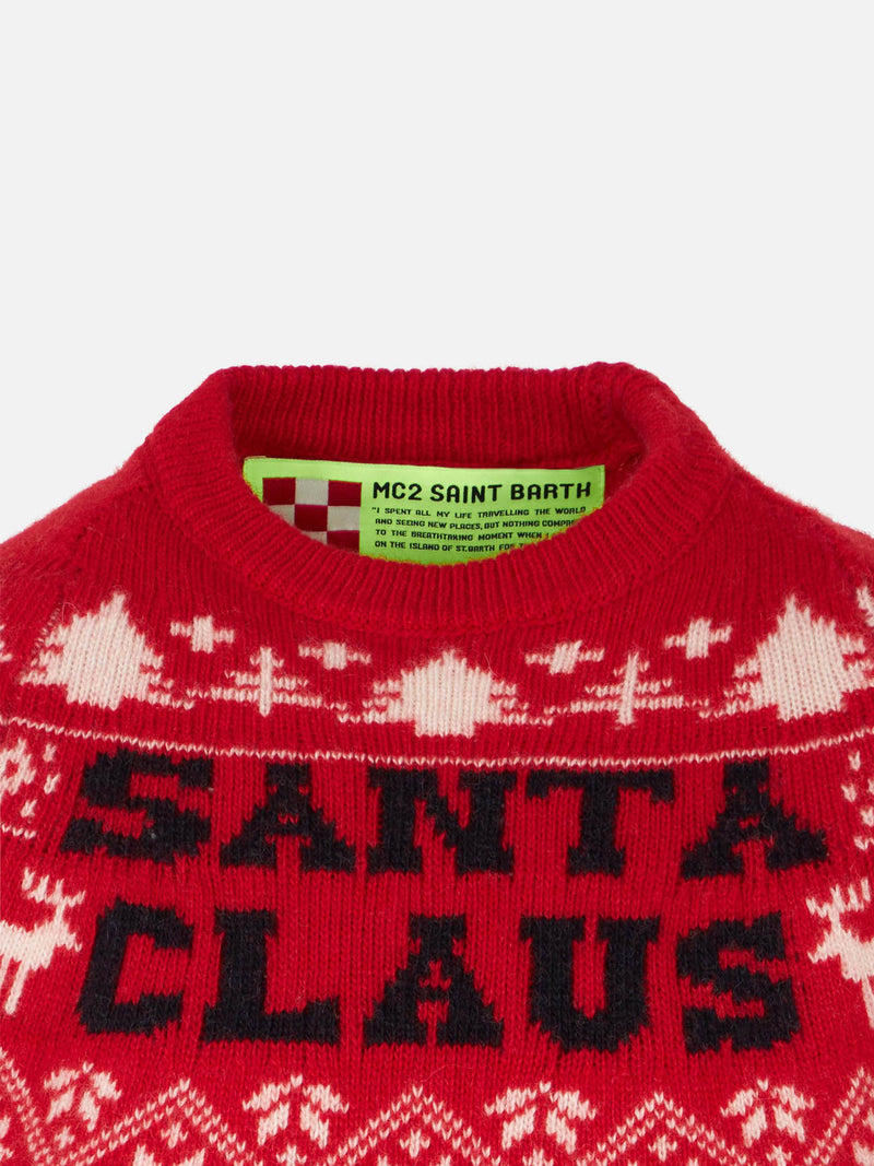 Maglia da bambino rosso renna di Santa Claus