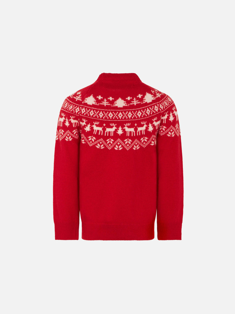 Maglia da bambino rosso renna di Santa Claus