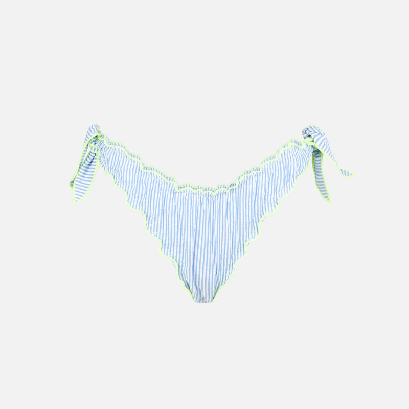 Woman seersucker striped swim briefs