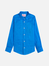 Camicia in lino da bambino bluette