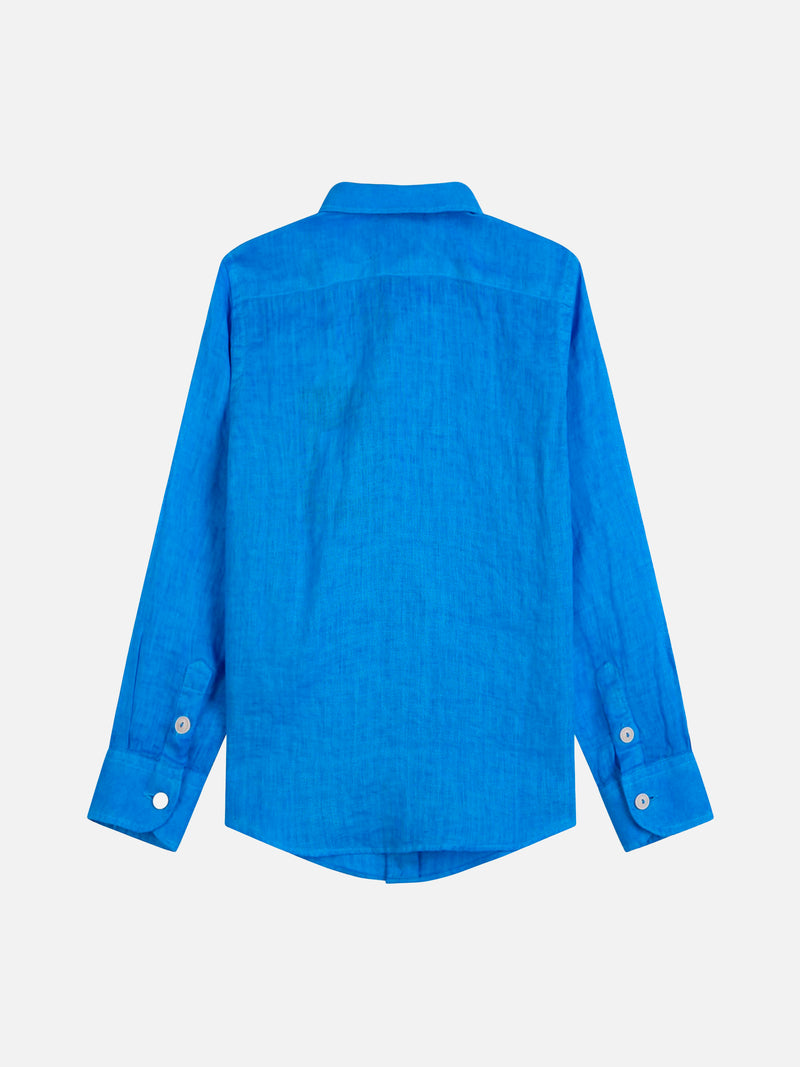 Camicia in lino da bambino bluette